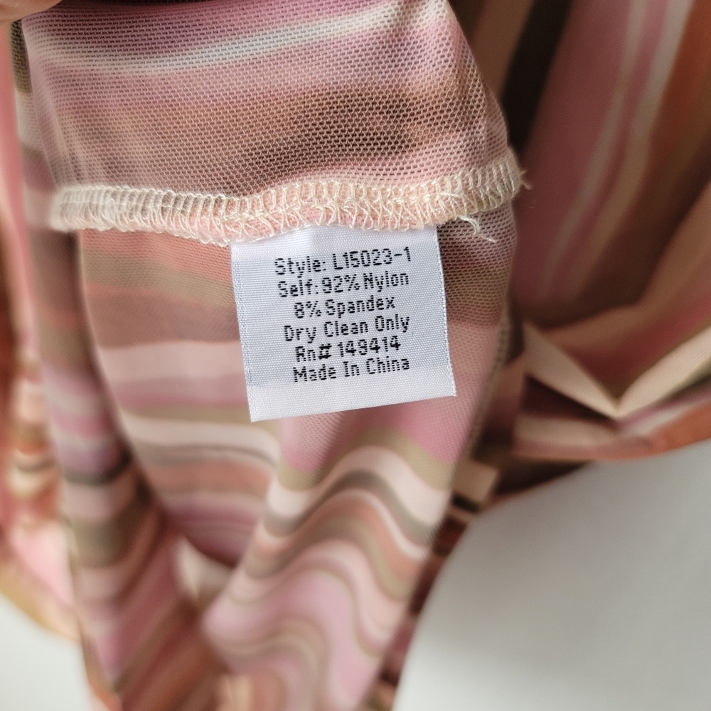 Johnny Was Pink and Brown Wave Pattern Tee - Picture 6 of 7